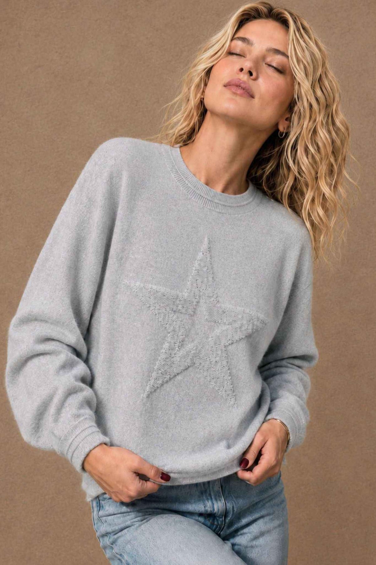 Polly Cashmere Pullover with Boucle Star