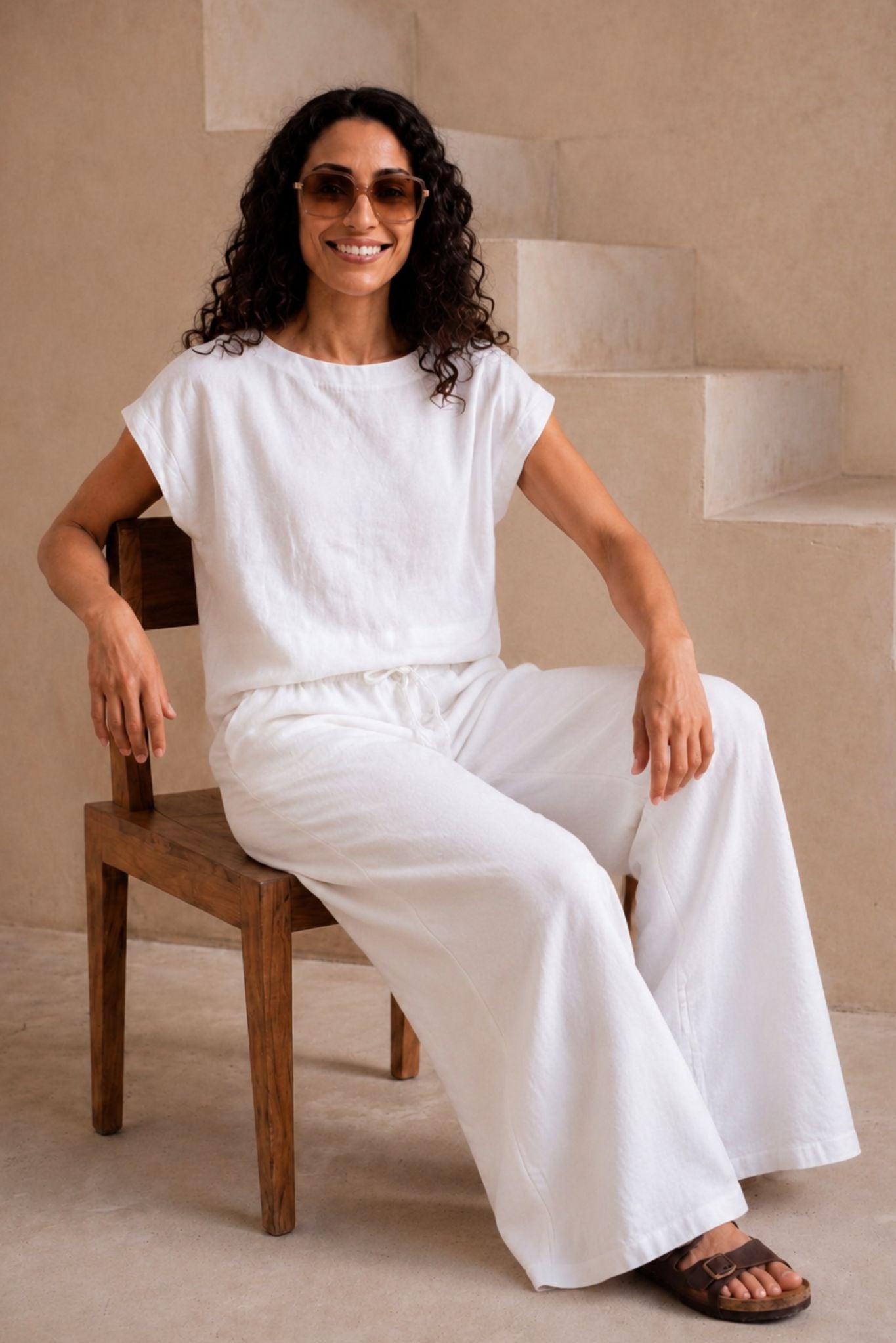 Serra + Ravello Wide Leg Pant Linen Set