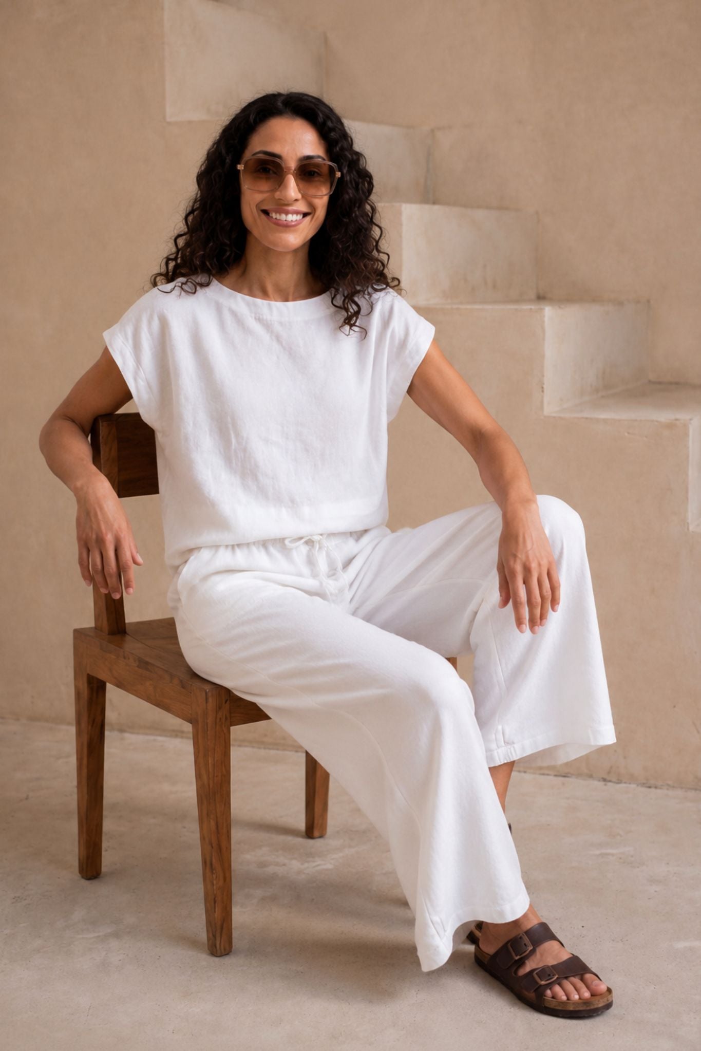 SERRA + RAVELLO WIDE LEG PANT LINEN SET