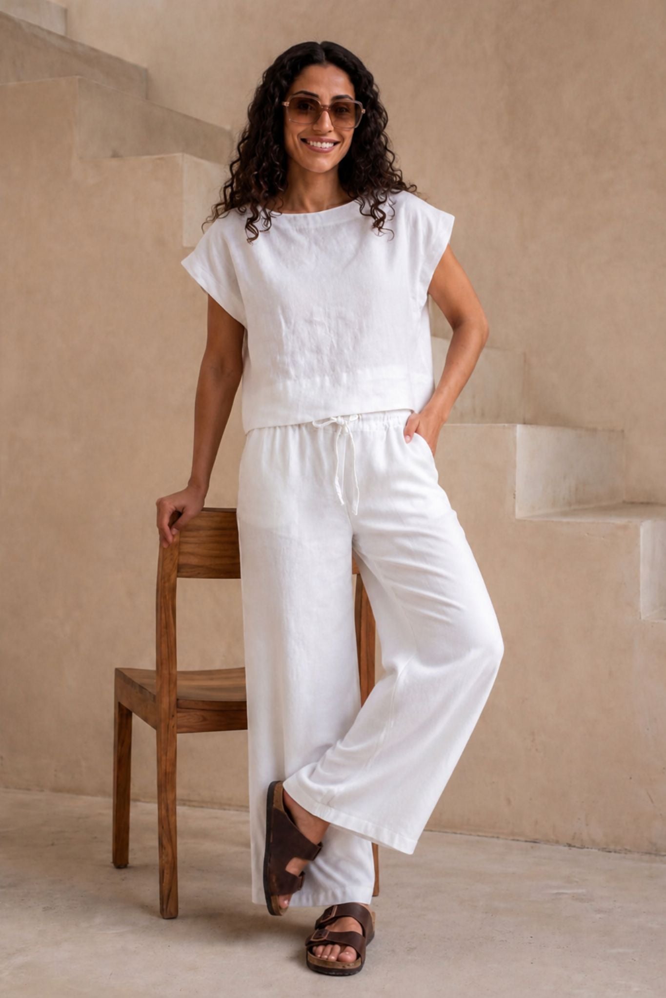 SERRA + RAVELLO WIDE LEG PANT LINEN SET