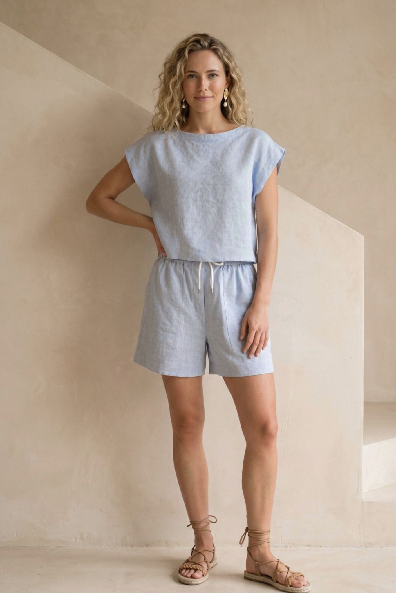 SERRA + ISCHIA SHORT LINEN SET