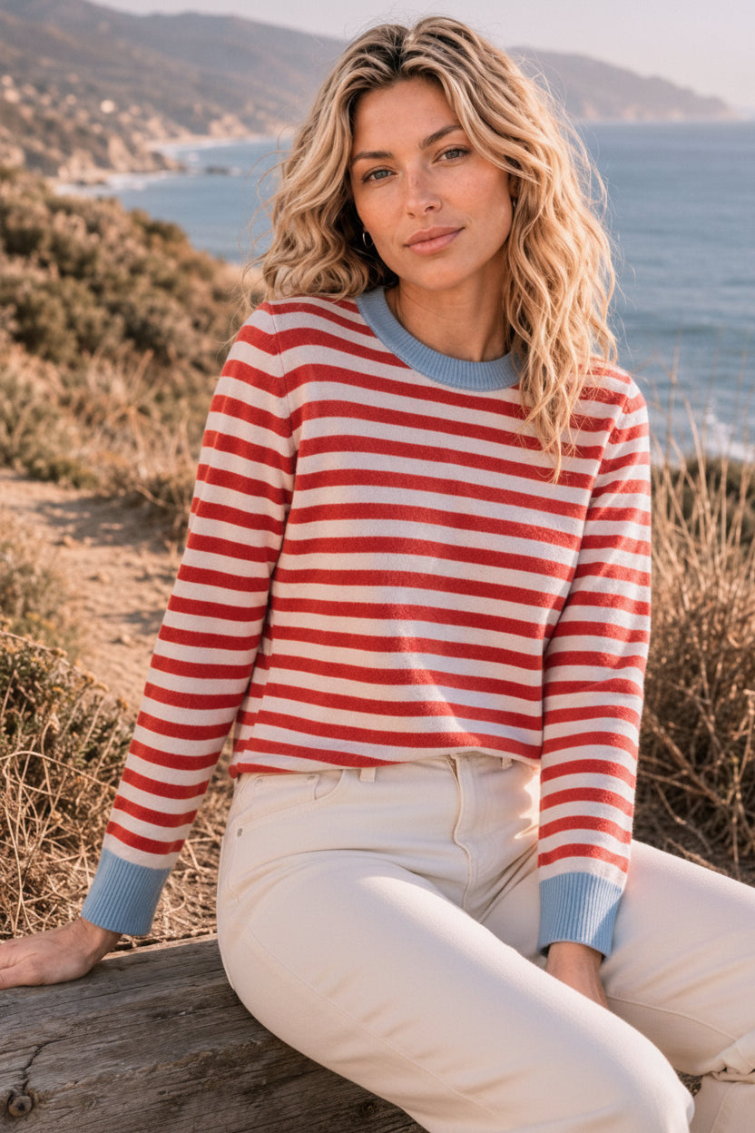 Suzette Cashmere Striped Crew