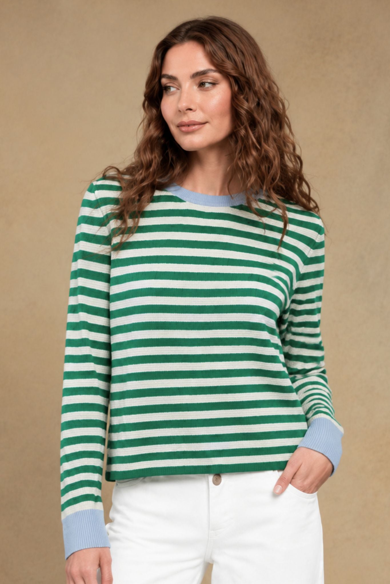 Suzette Cashmere Striped Crew
