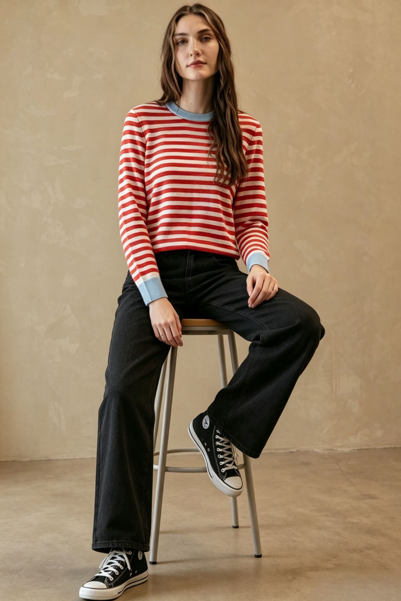 Suzette Cashmere Striped Crew