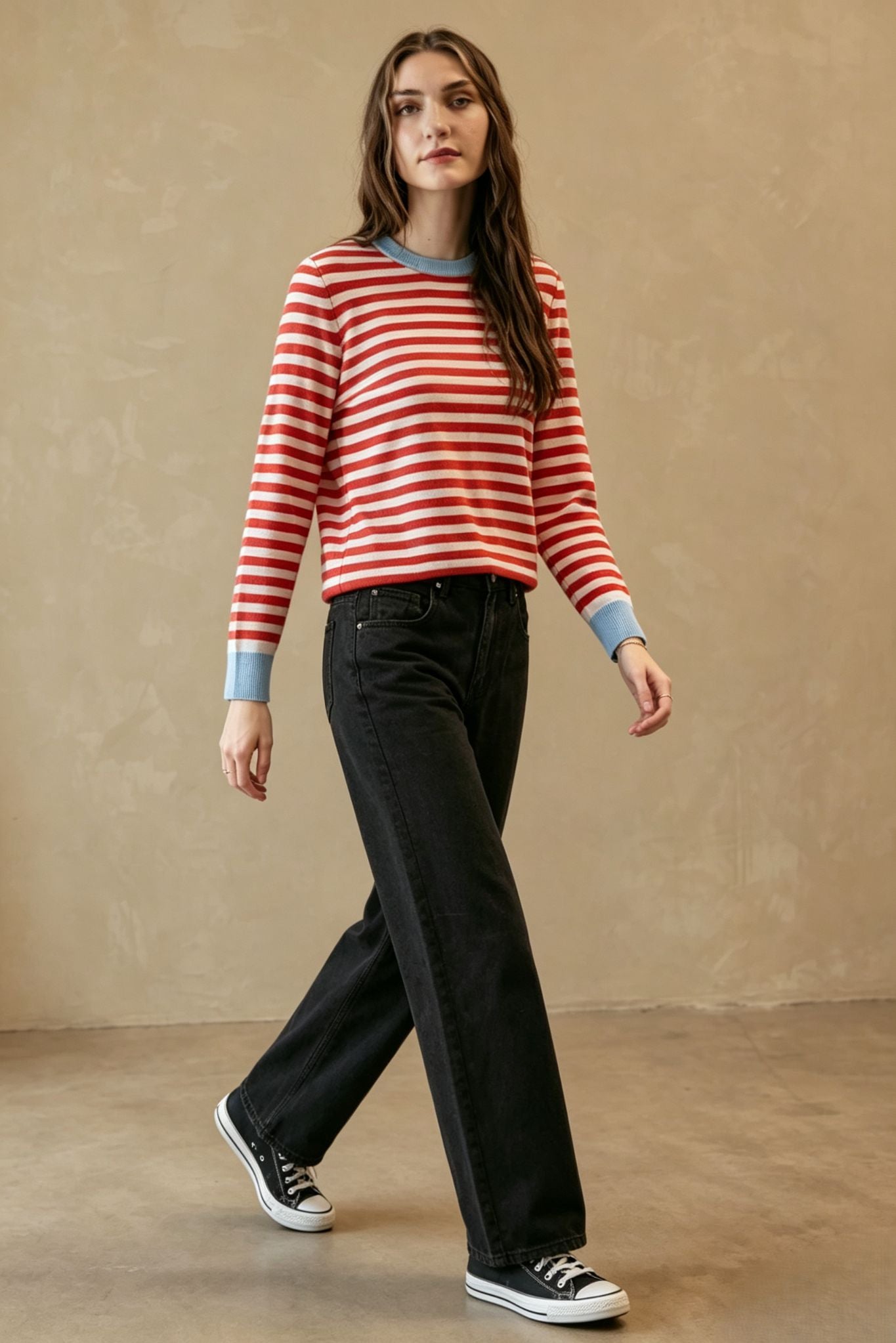 Suzette Cashmere Striped Crew