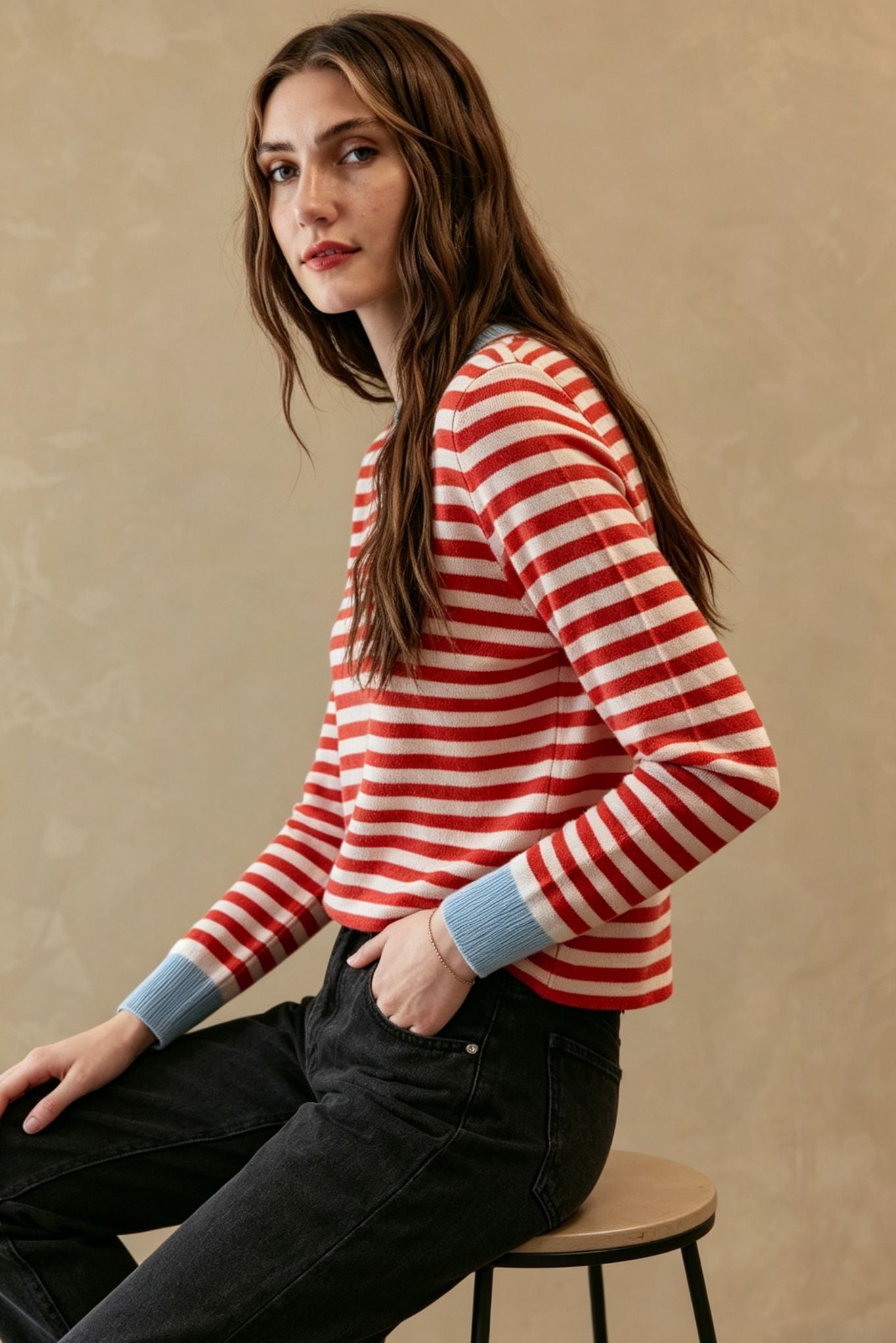 Suzette Cashmere Striped Crew