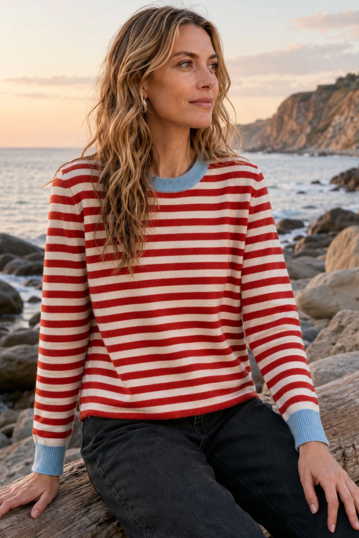 Suzette Cashmere Striped Crew