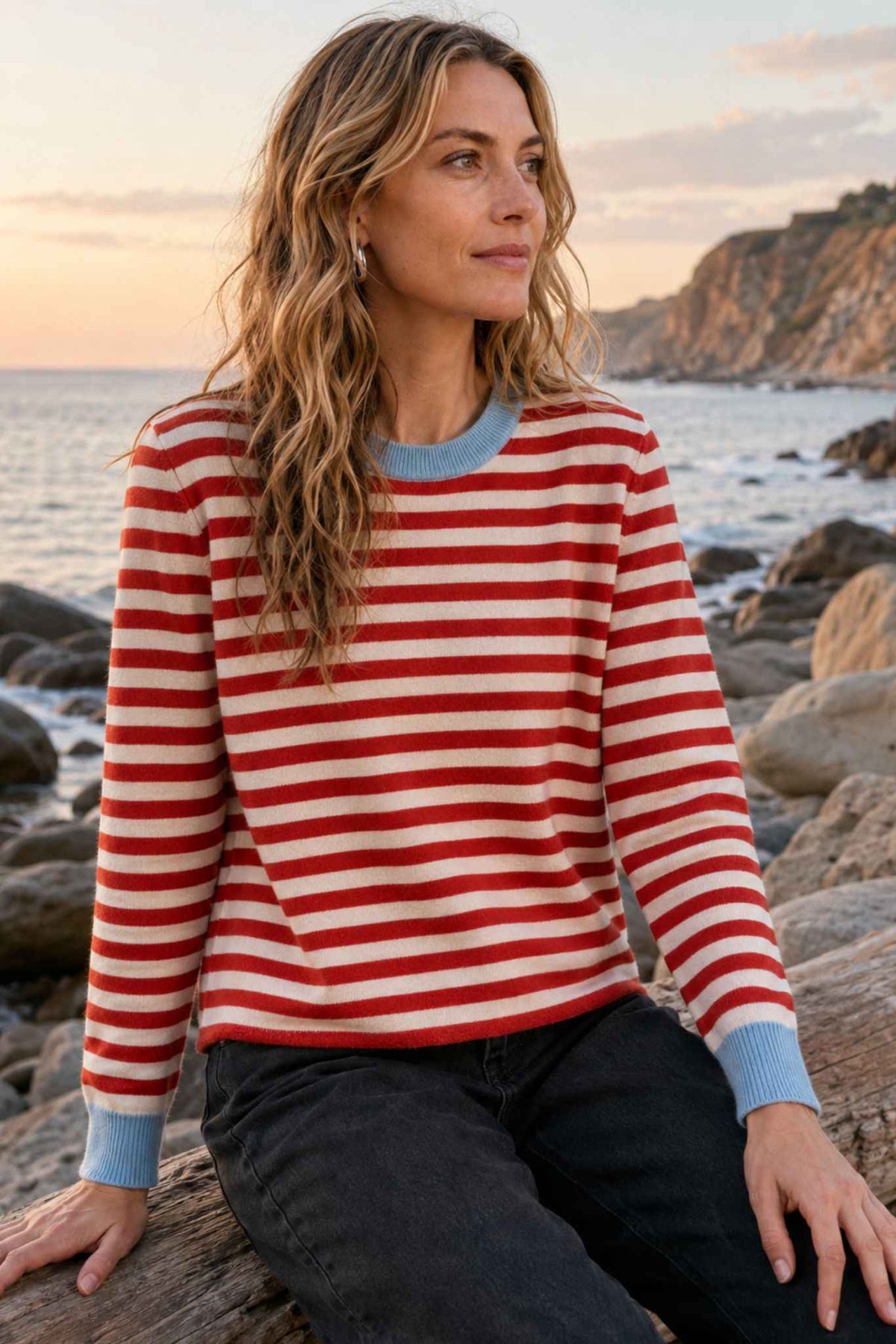 Suzette Cashmere Striped Crew