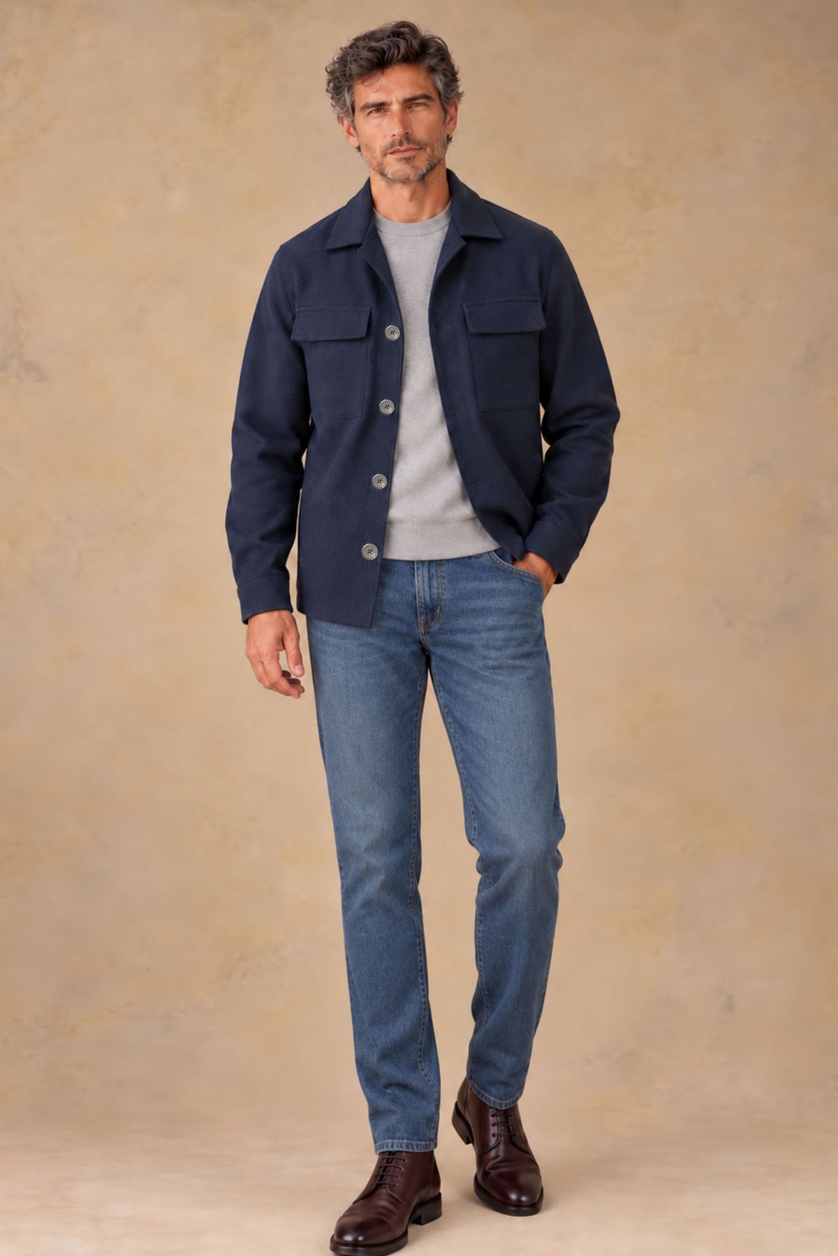 Aspen 12179 Vallorani Men's Wool overshirt Blue