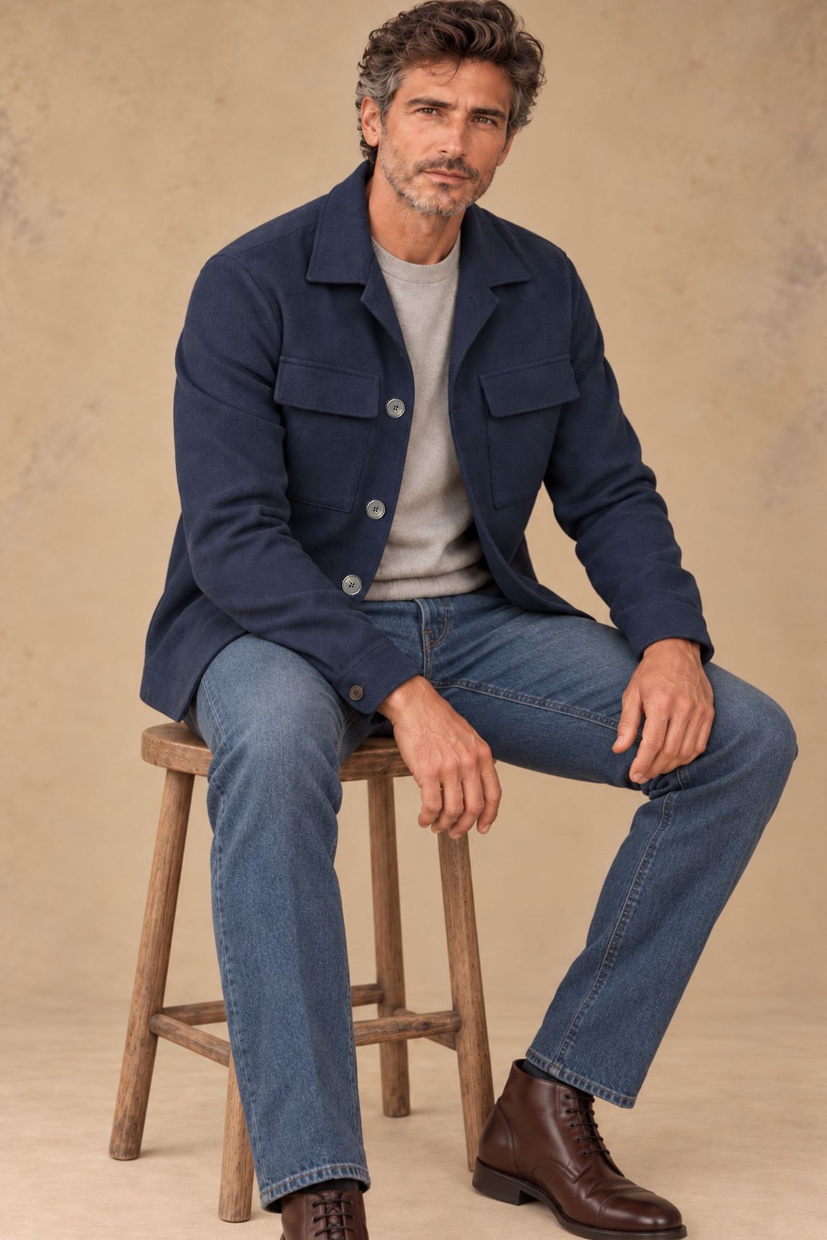 Aspen 12179 Vallorani Men's Wool overshirt Blue