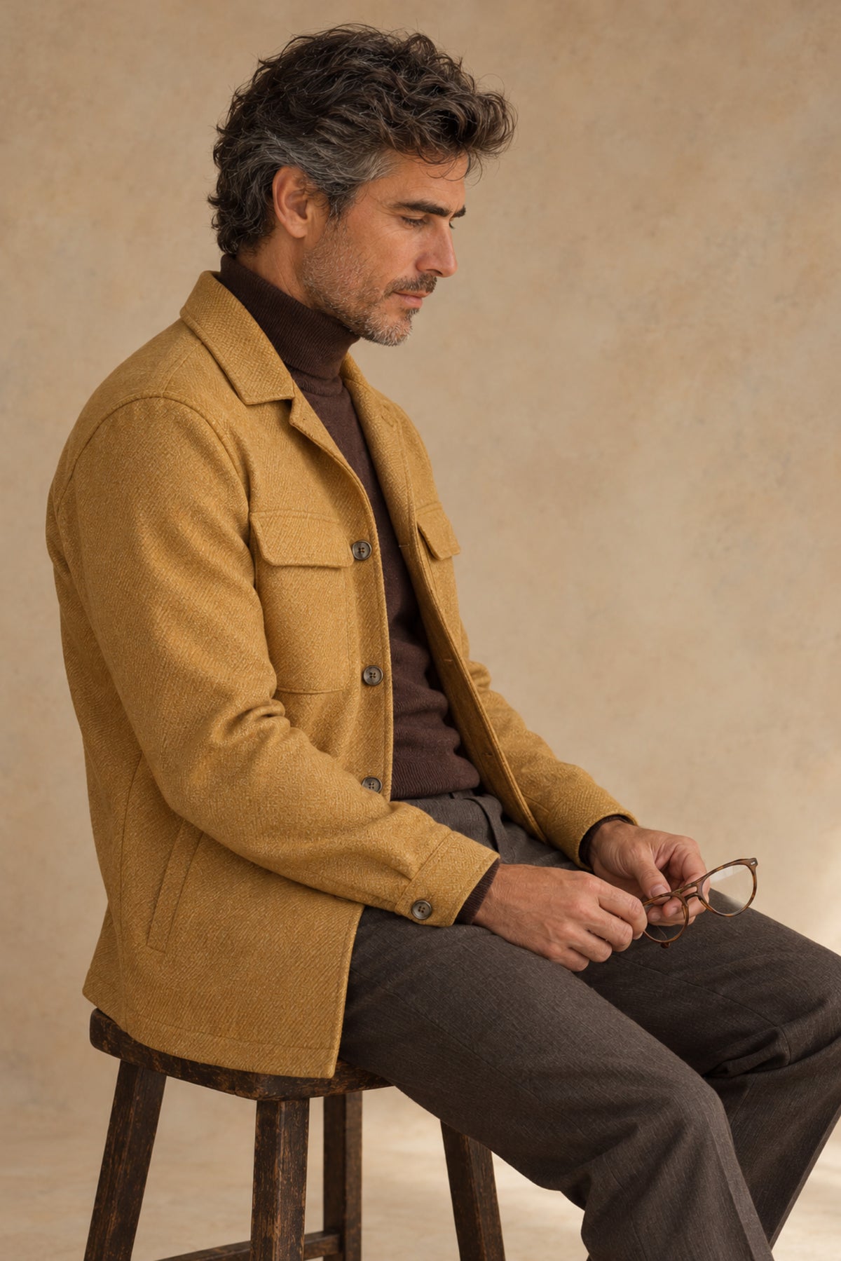 Aspen 12927 Vallorani Men's Wool overshirt Yellow