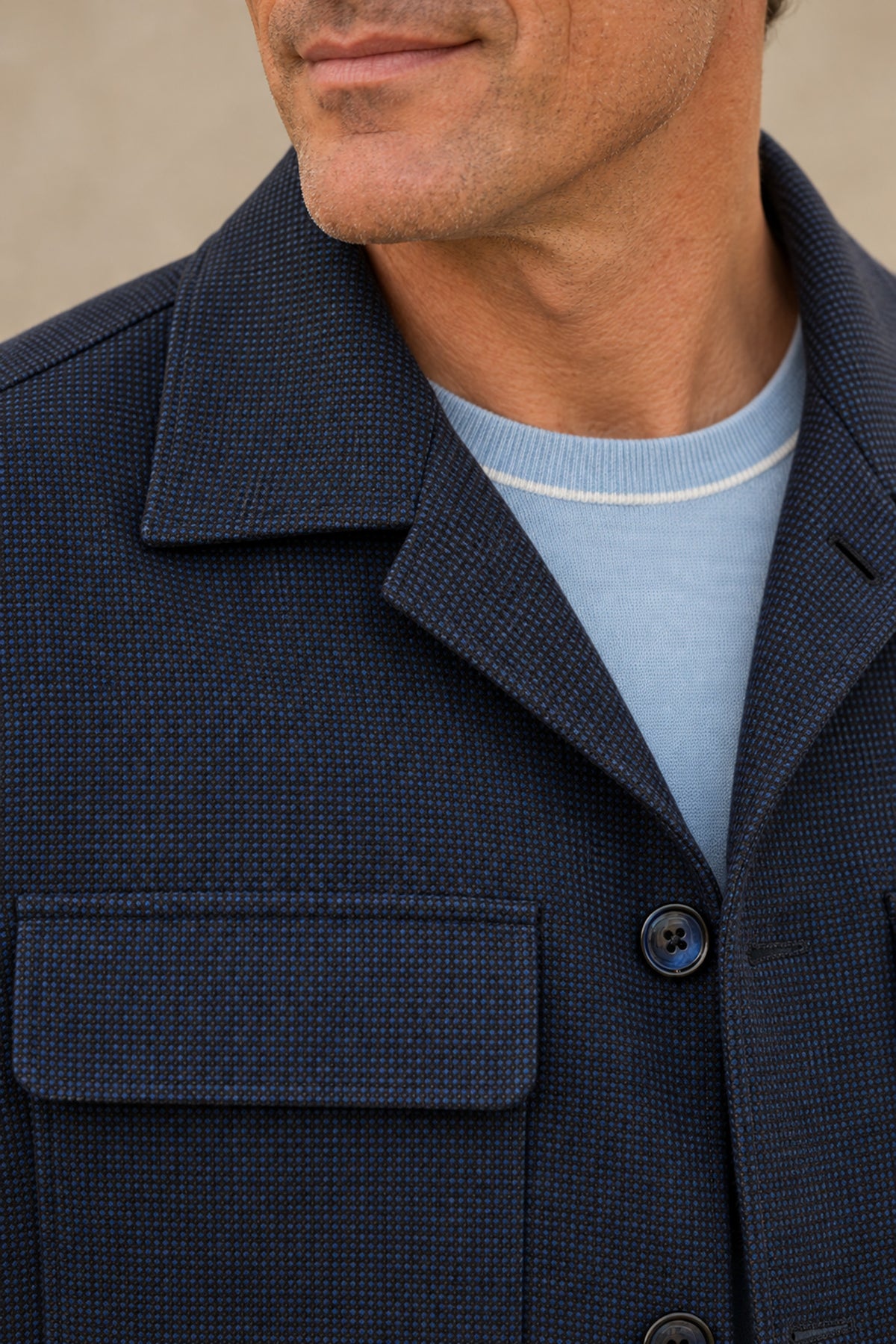 Aspen 12972 Vallorani Cashmere Blend Overshirt Blue