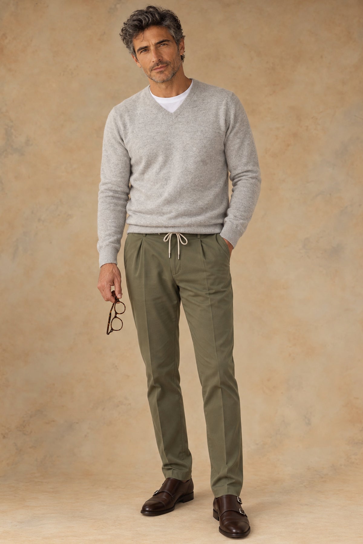 New Alfred 2579 Men's Cotton Single Pleat Tapered Fit Pant