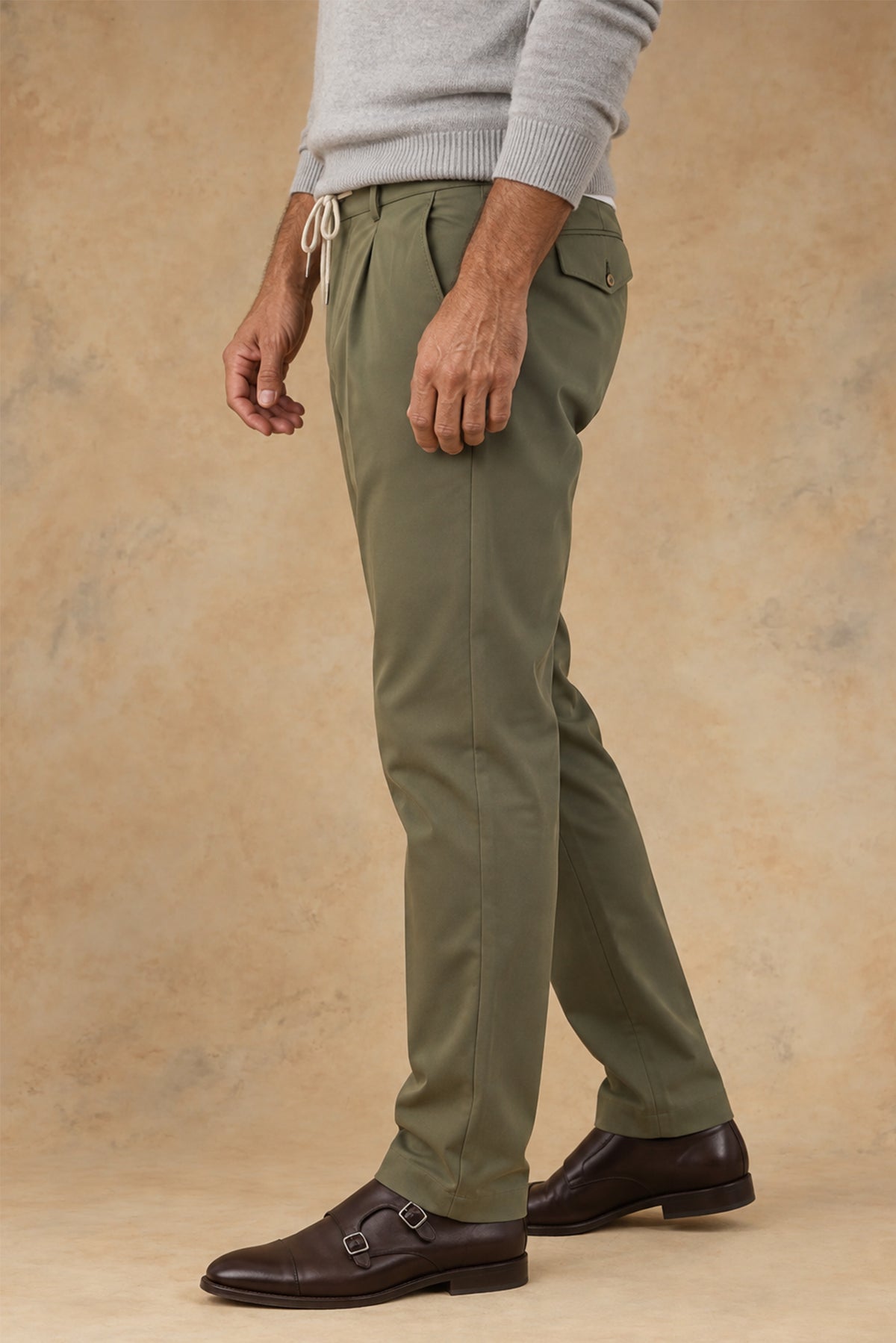 New Alfred 2579 Men's Cotton Single Pleat Tapered Fit Pant