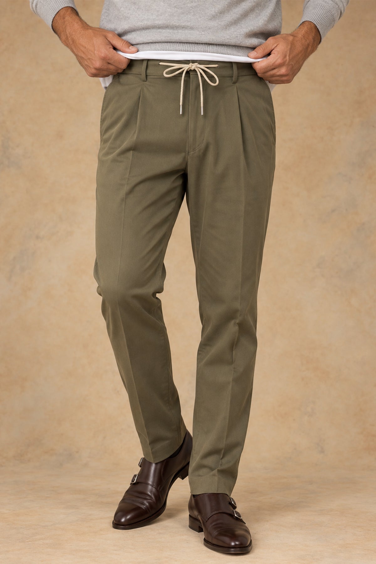 New Alfred 2579 Men's Cotton Single Pleat Tapered Fit Pant