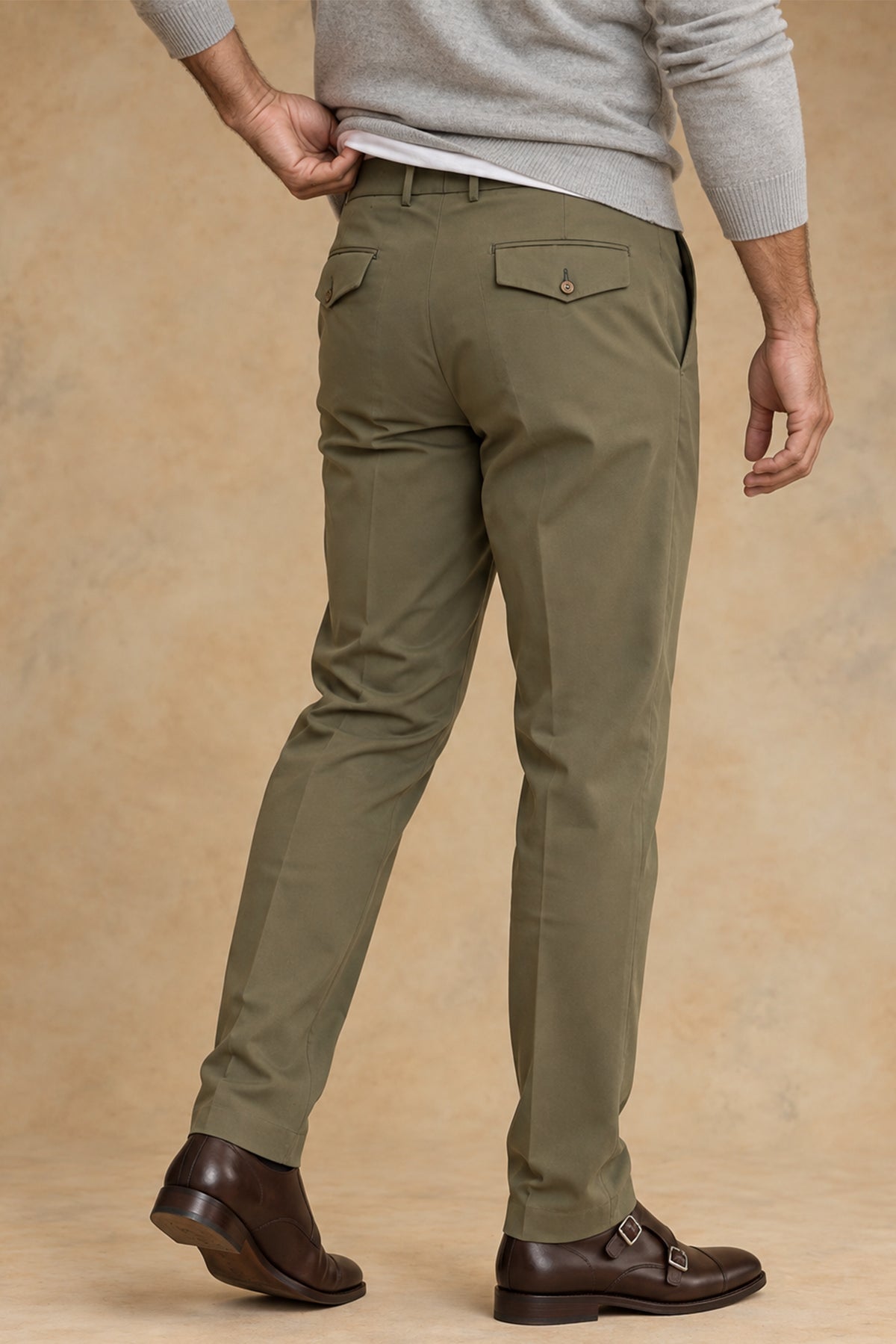 New Alfred 2579 Men's Cotton Single Pleat Tapered Fit Pant