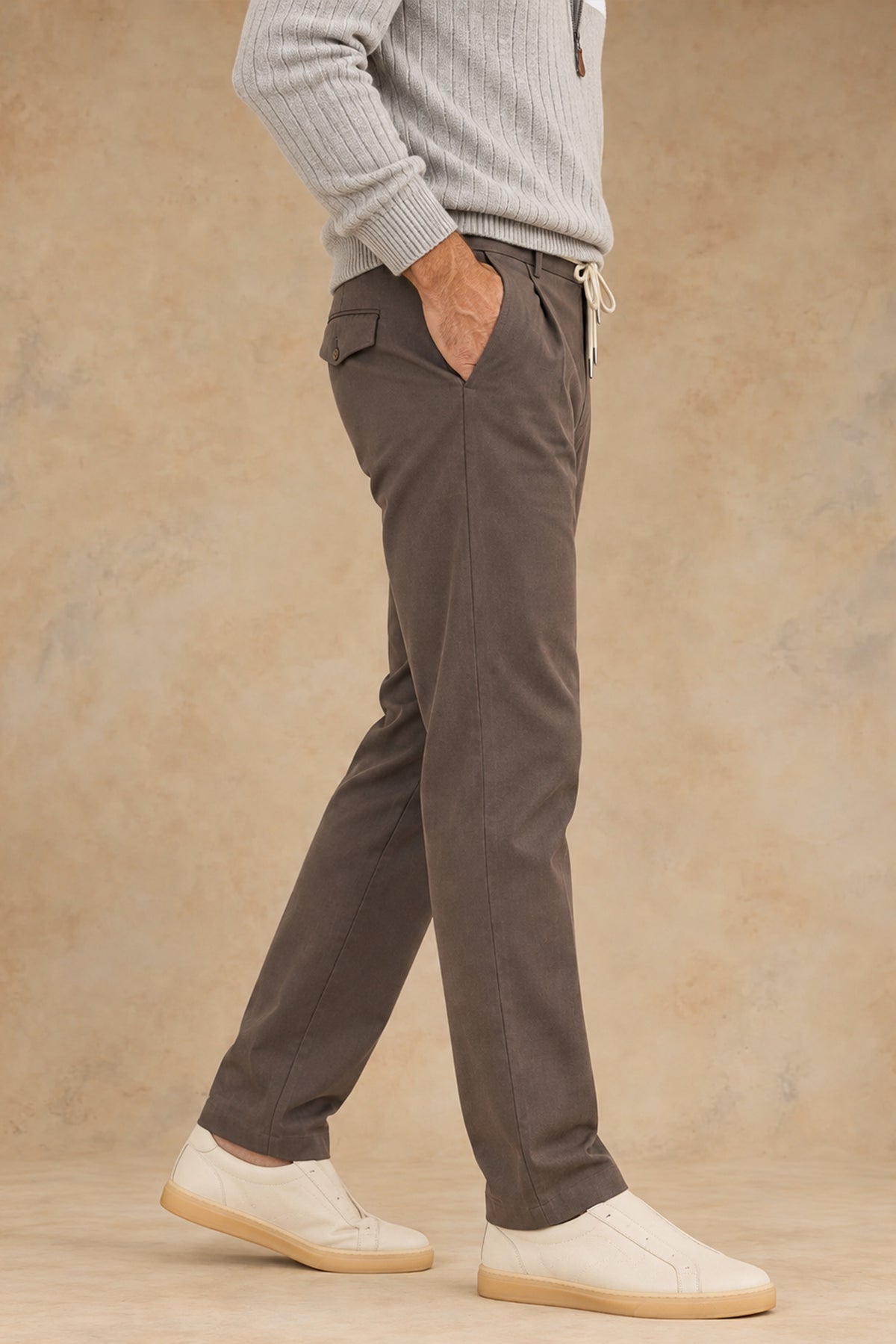New Alfred 3123 Men's Cotton Single Pleat Tapered Fit Pant