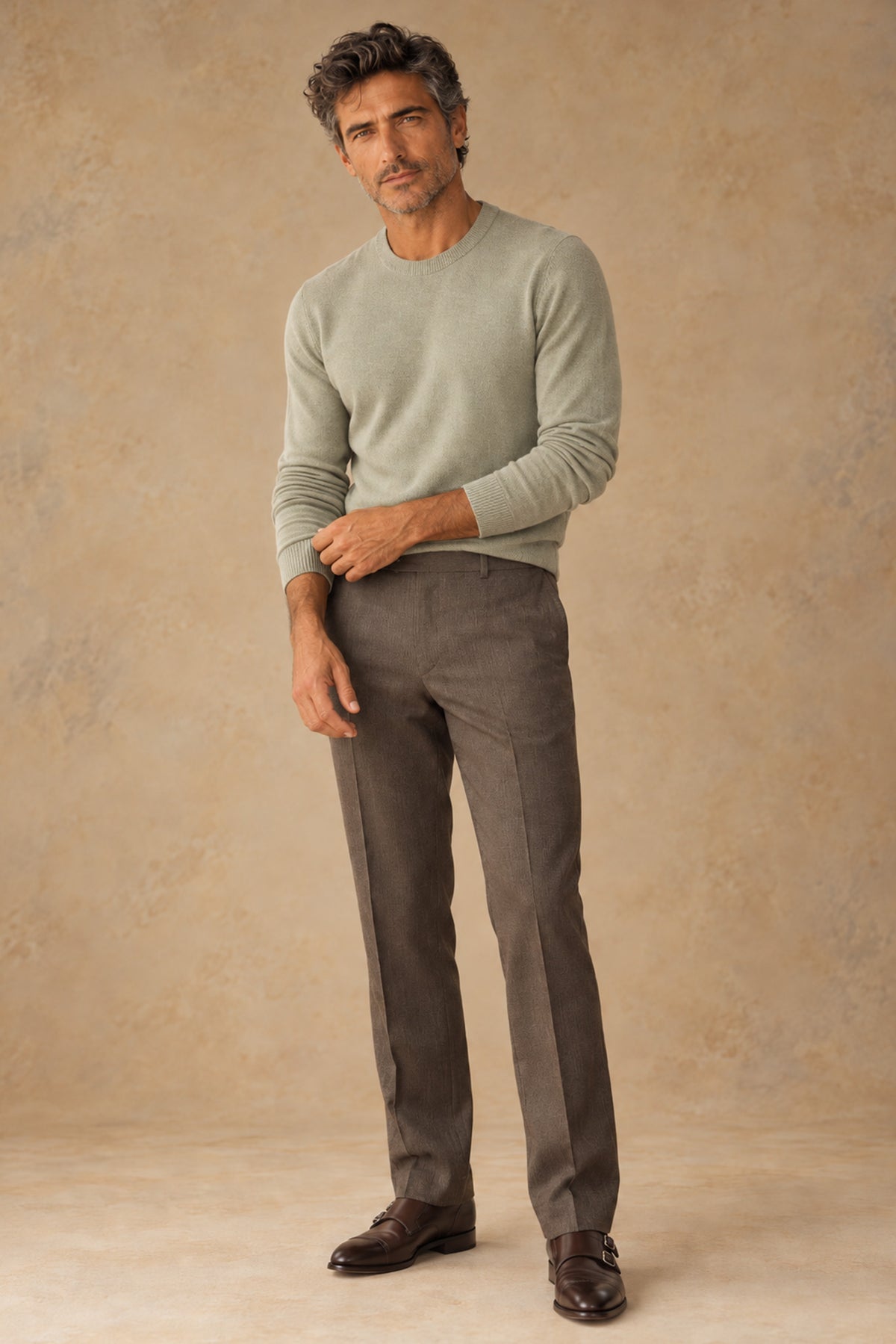 Otto 12924 Men's Wool Flat Front Slightly Tapered Leg Pant