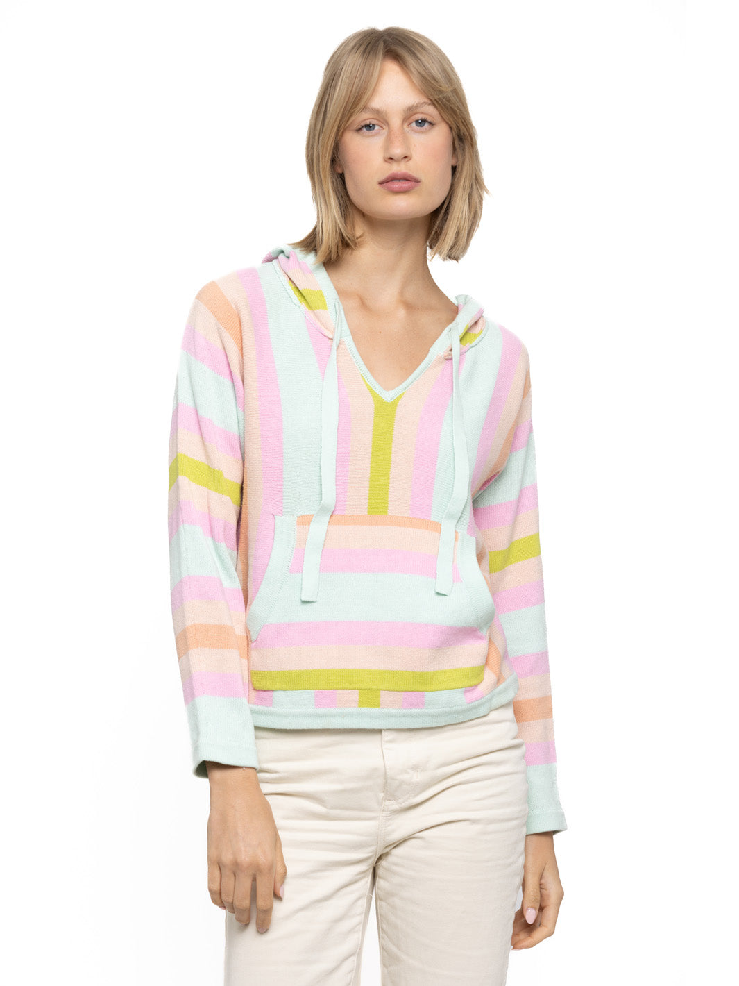 Alani Multi Striped Cotton Baja Hoodie
