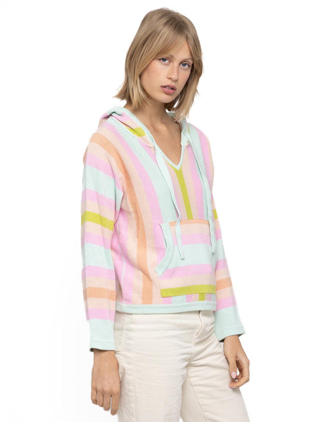 Alani Multi Striped Cotton Baja Hoodie