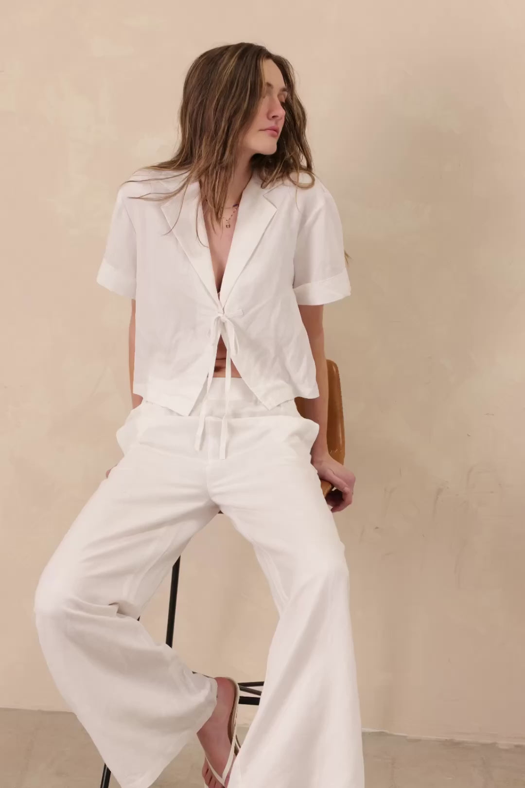 Jan Linen Blend Boxy Cropped Shirt