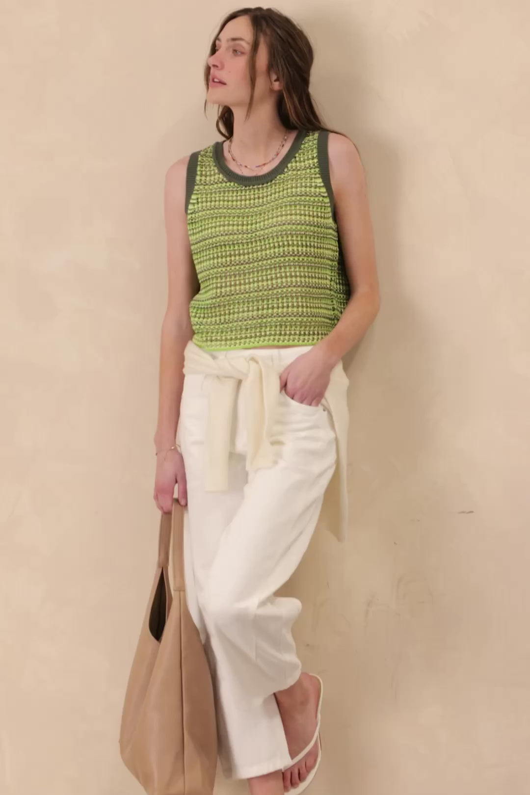 Cathy Multi Color Open Stitch Cotton Tank