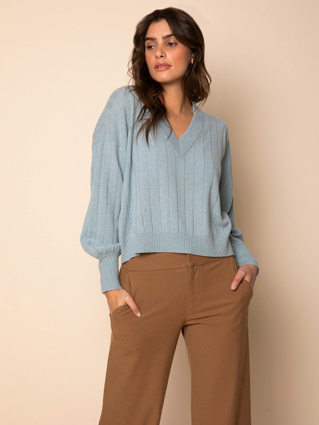 Ribbed V-Neck Sweater