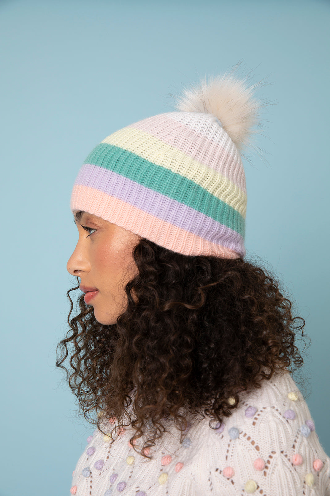 Rosa Cashmere Stripe Beanie