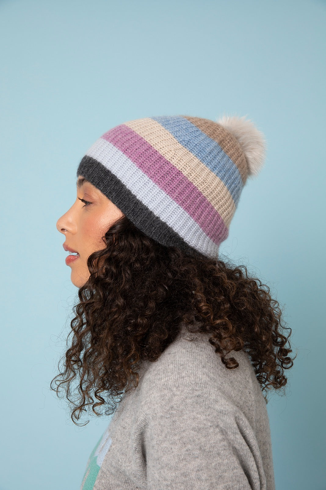 Rosa Cashmere Stripe Beanie