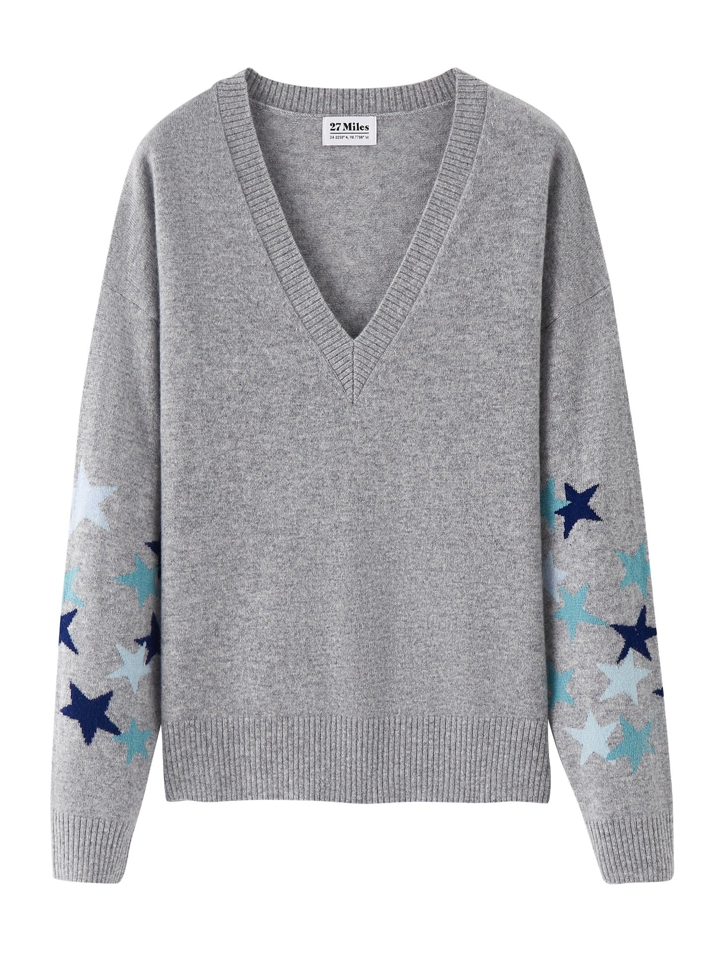 Phoebe Women's Cashmere V Neck with Star Sleeves