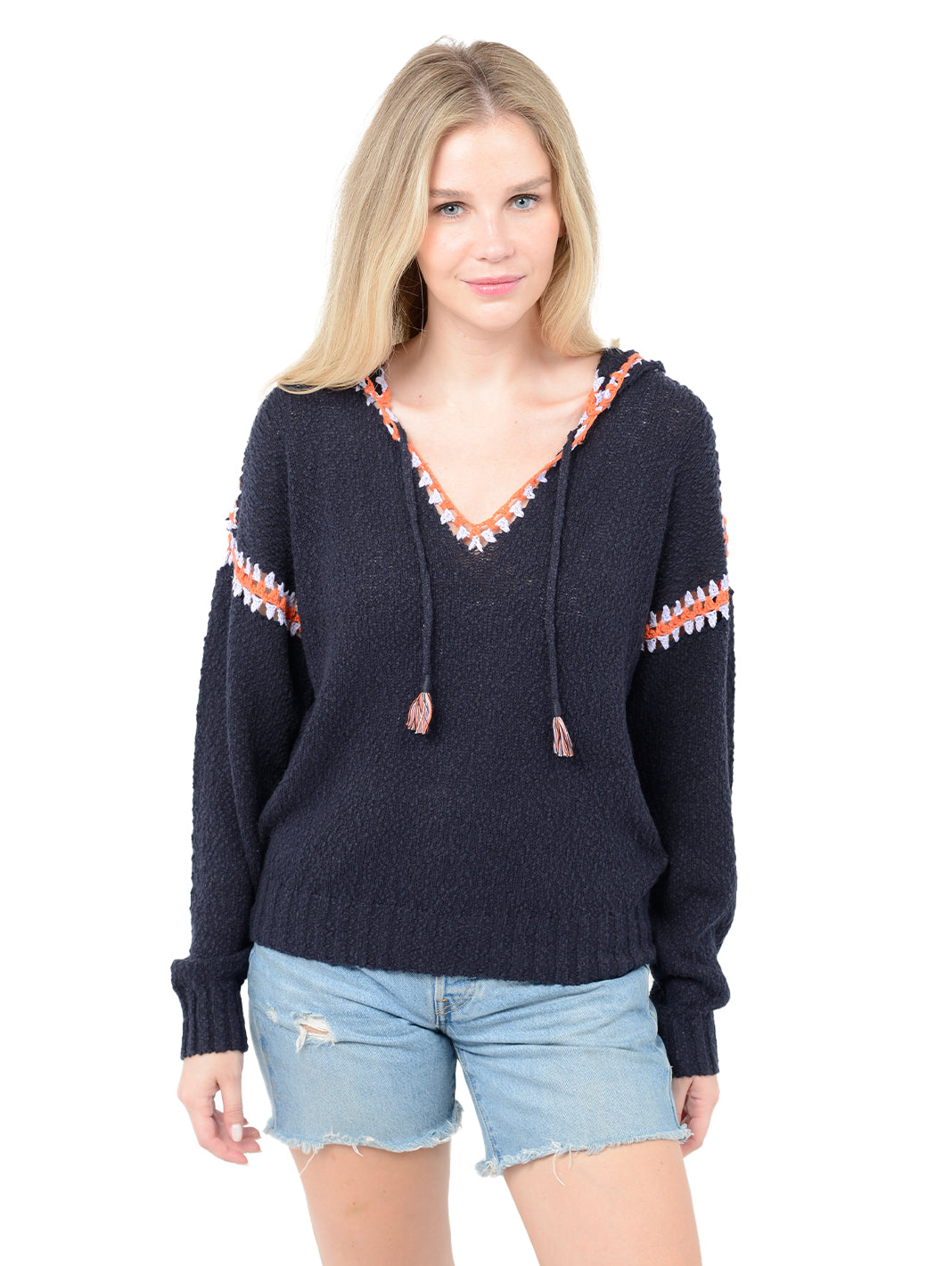 Hollis Women's Cotton Hoodie with Crochet Trim