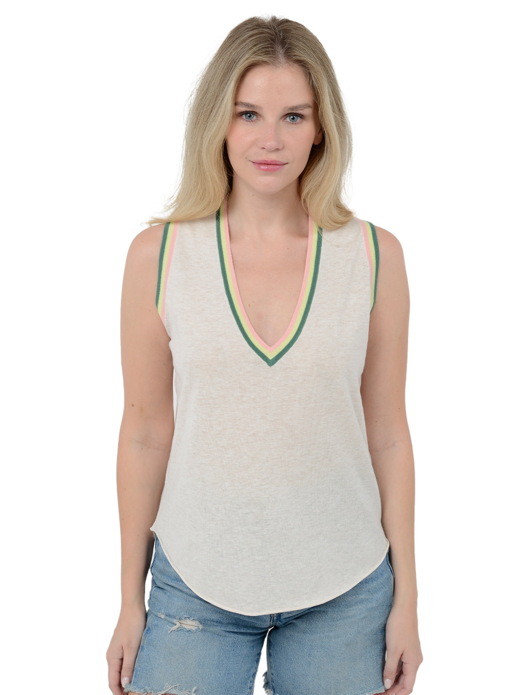 Romilly Women's Tank with Striped Trim