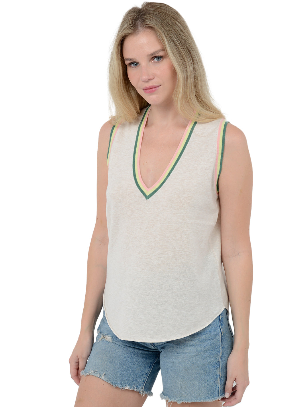 Romilly Women's Tank with Striped Trim