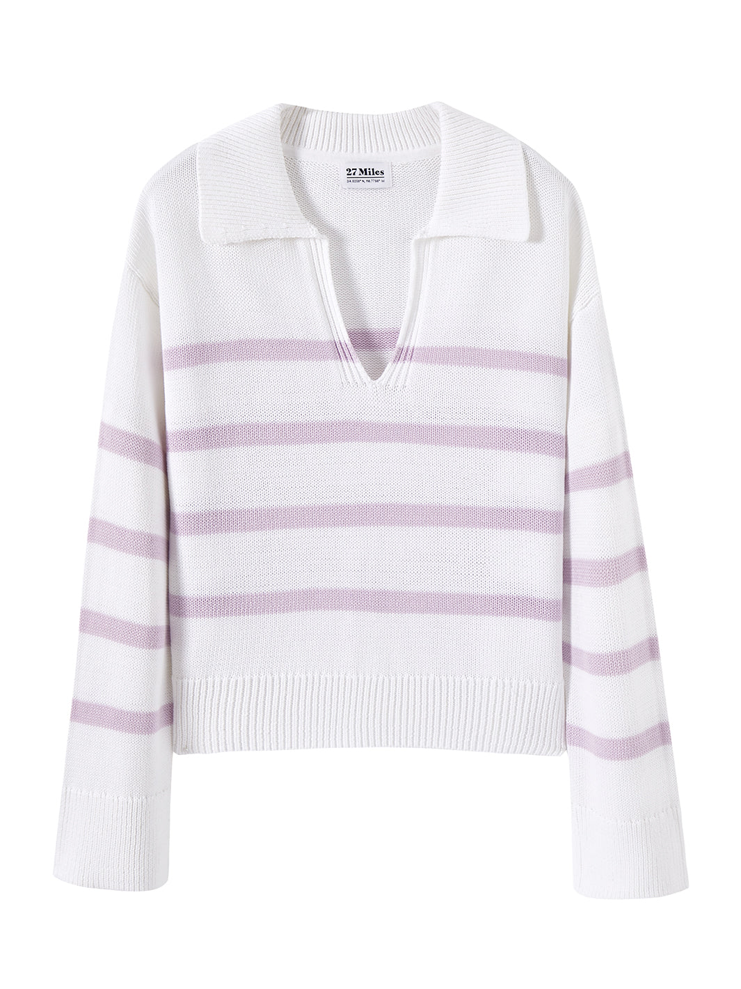 Apallo Women's Cotton Striped Polo Sweater