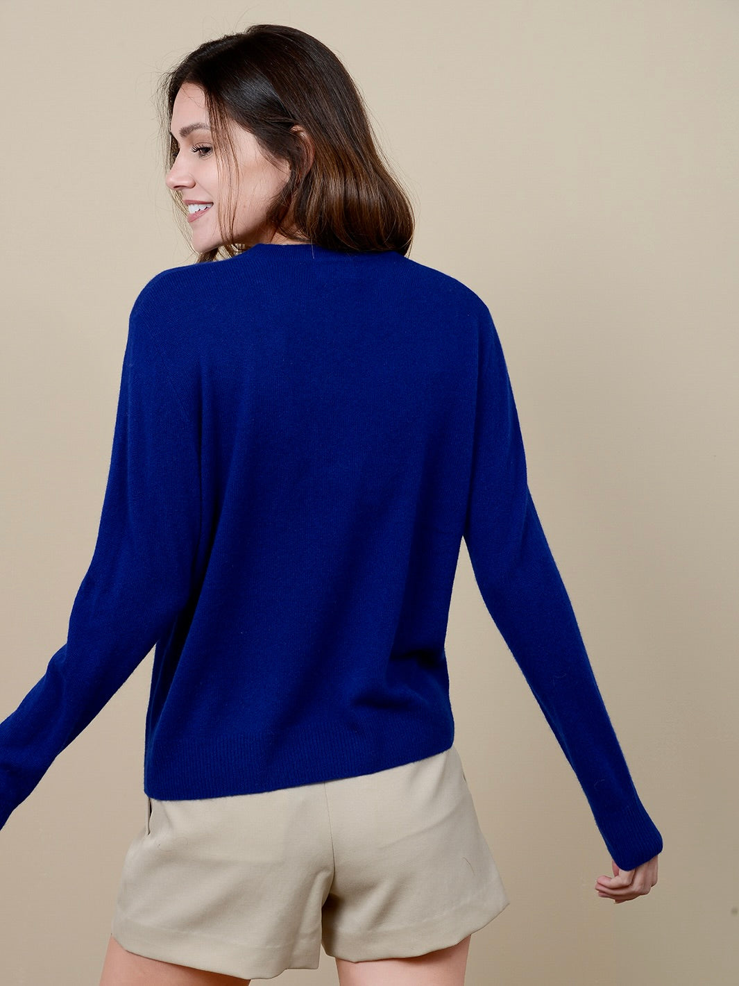 Jodie Cashmere Crew with Wave Embroidery