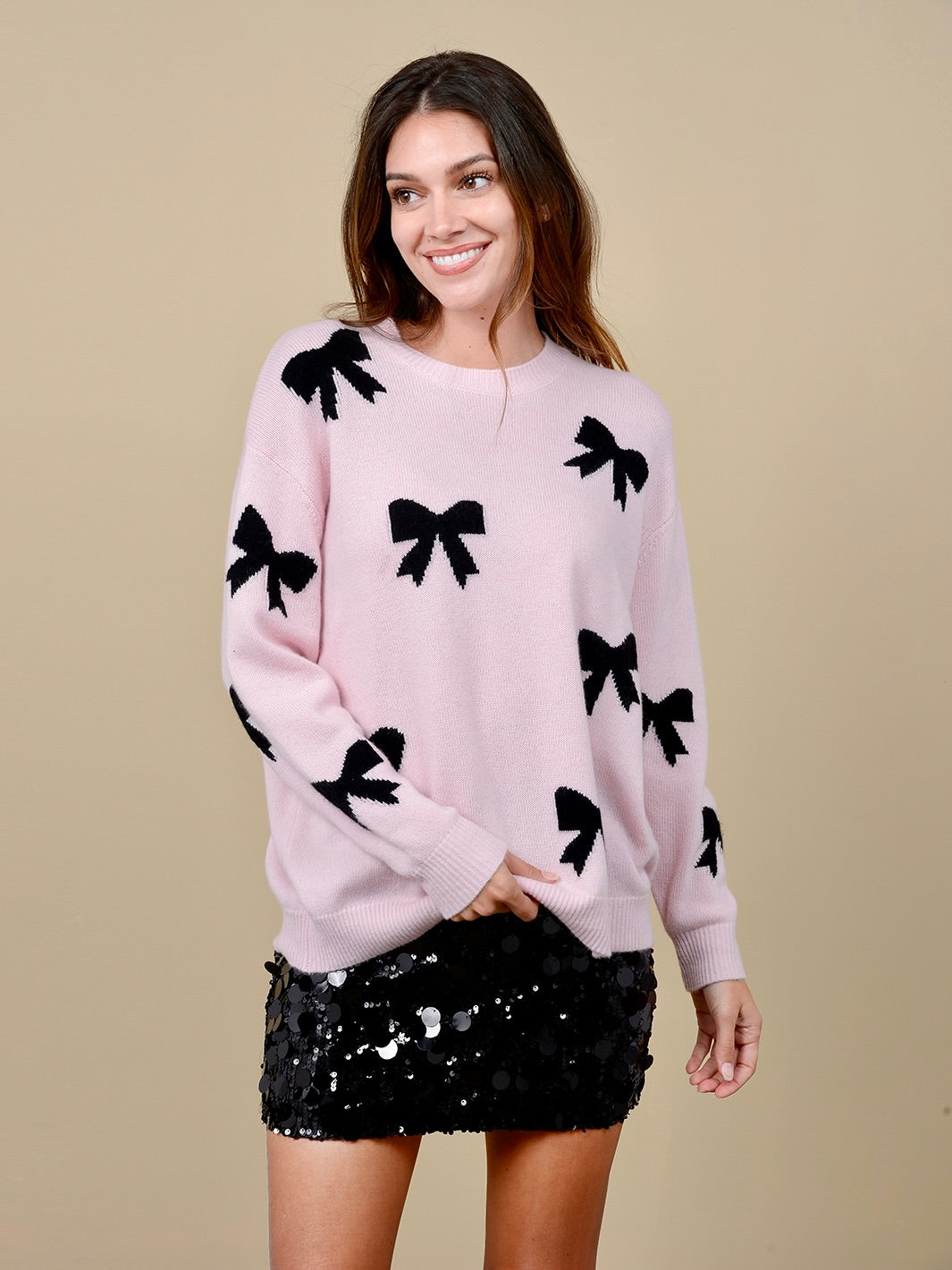 Zemira Cashmere Blend Bow Crewneck Pullover for Women