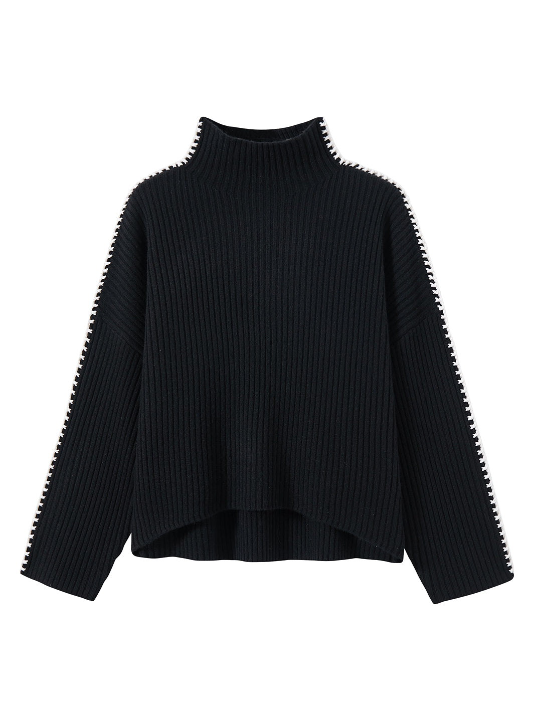 Marullo Stitch Cashmere Mock Neck Sweater for Women