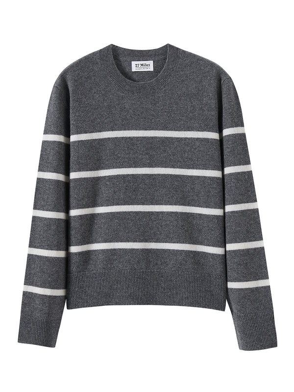 Brandie Stripe Cashmere Crew