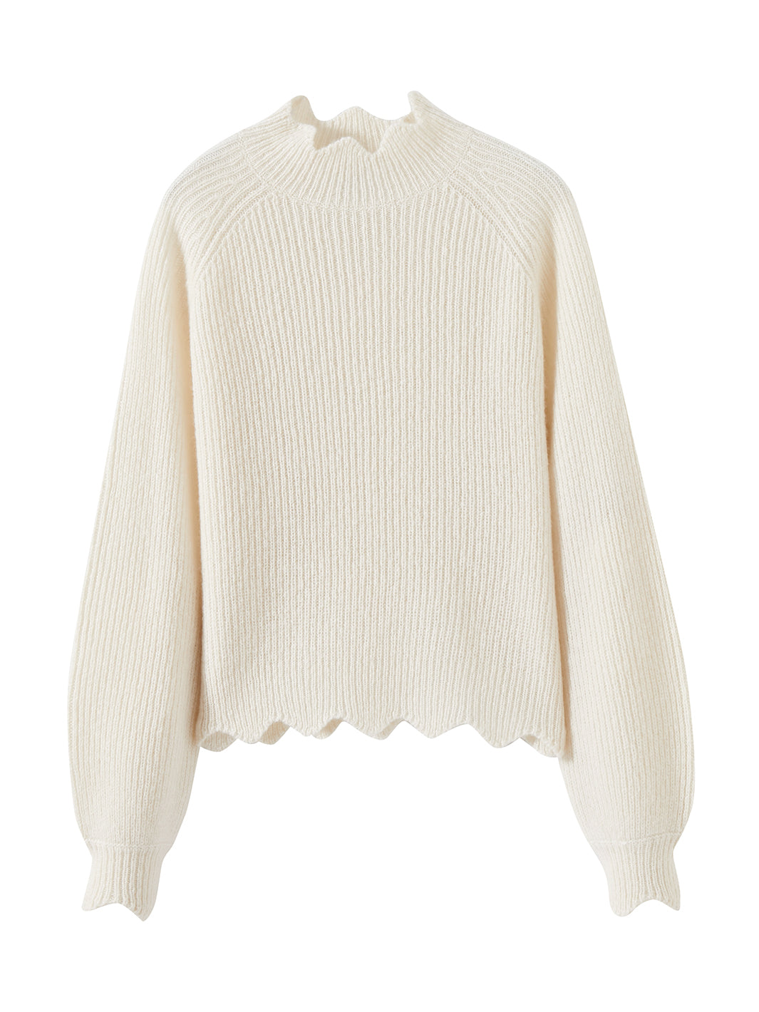Talia Silk Cashmere Pullover with Scallop Edge Trim