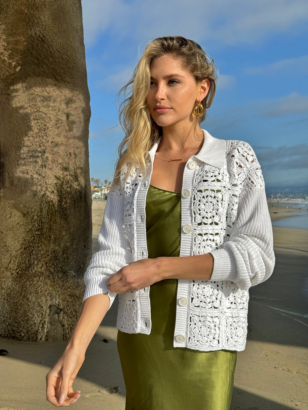 Inaya Women's Cotton Crochet Cardigan