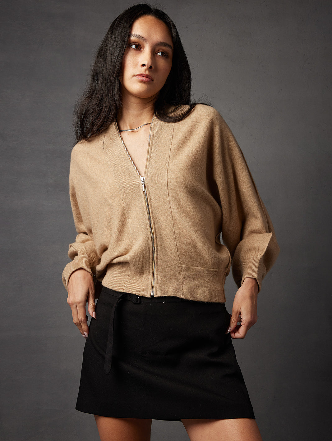 Gayle Cashmere Blend Zip Cardigan