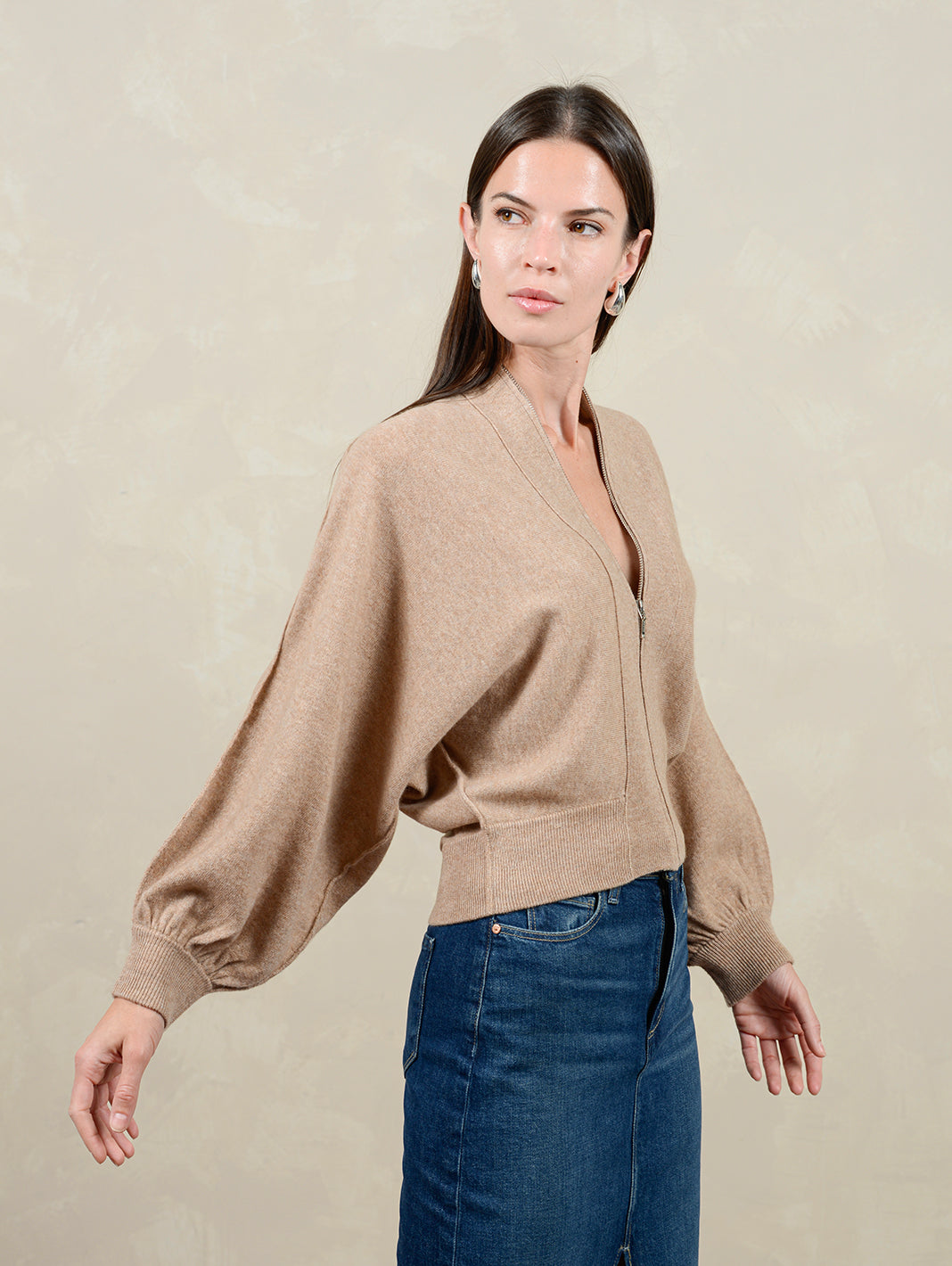 Gayle Cashmere Blend Zip Cardigan