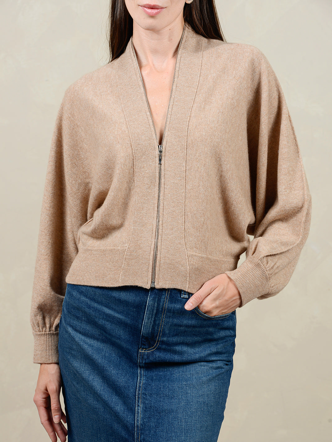 Gayle Cashmere Blend Zip Cardigan