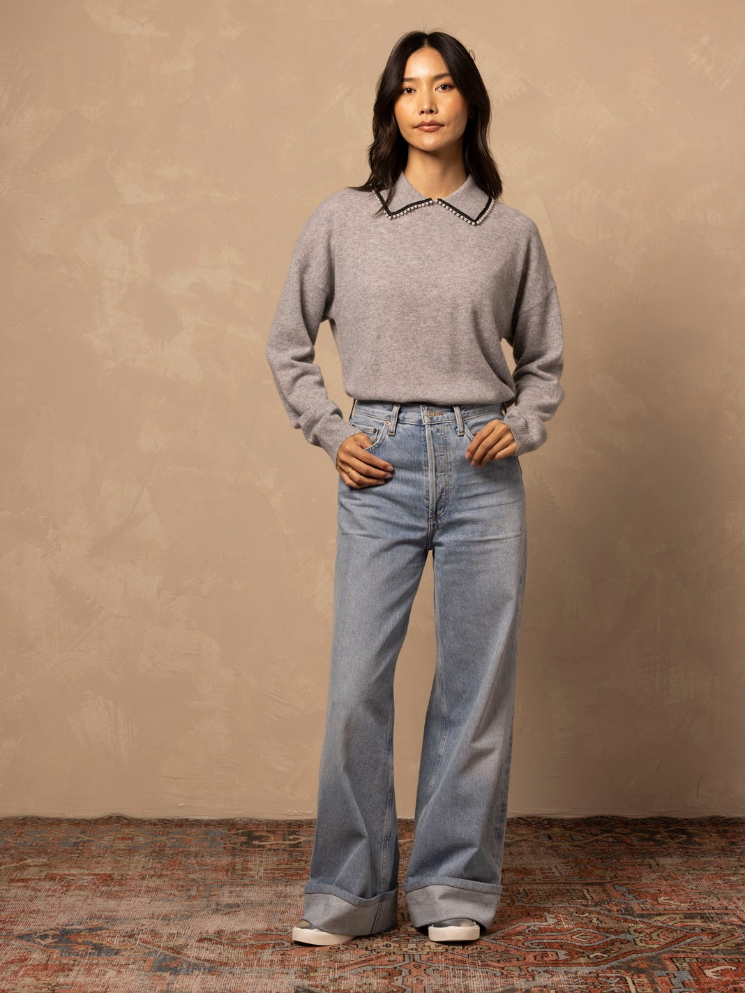 Brigitte Cashmere Collared Pullover
