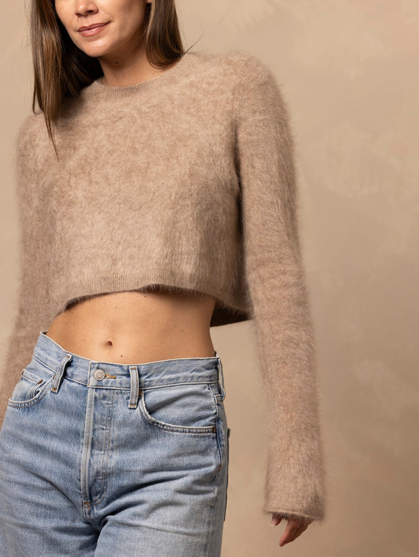 Najah Fuzzy Cropped Cashmere Crewneck