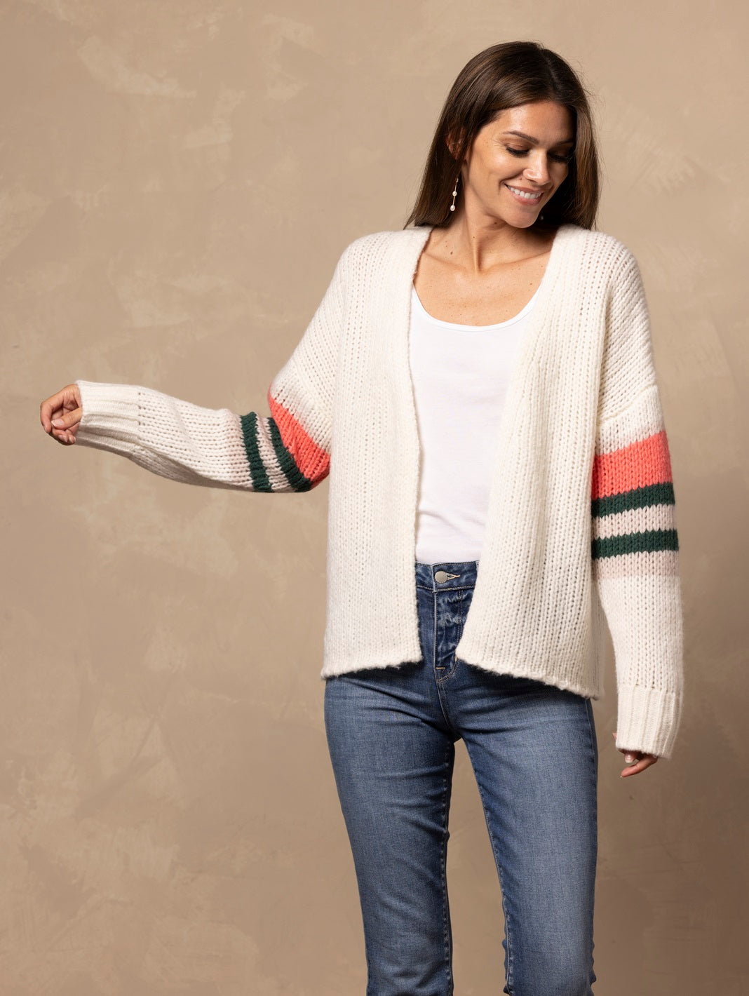 Rizzo Chunky Accent Stripe Cardigan