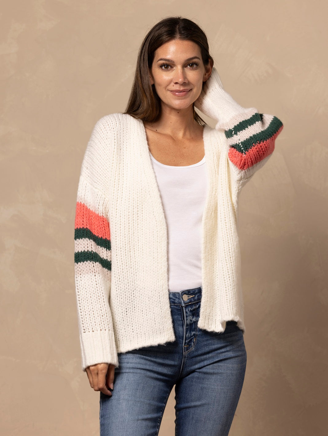 Rizzo Chunky Accent Stripe Cardigan