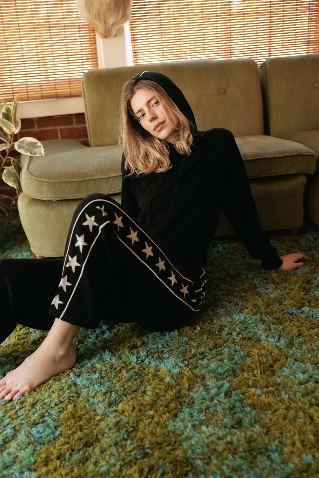 Heather Cashmere Blend Star Drawstring Pant