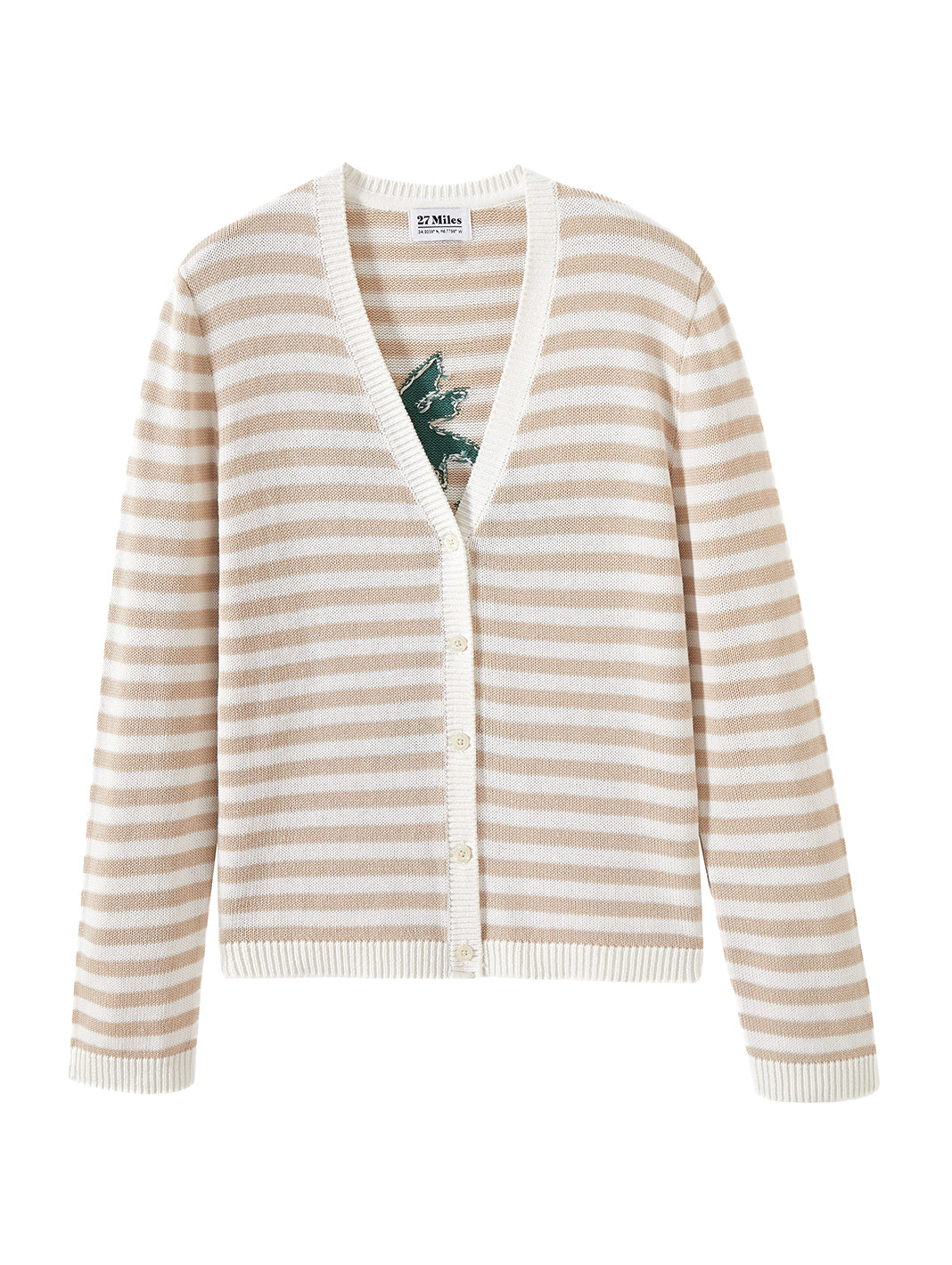Montecito Striped Cotton Cardigan With Palm Tree Graphic