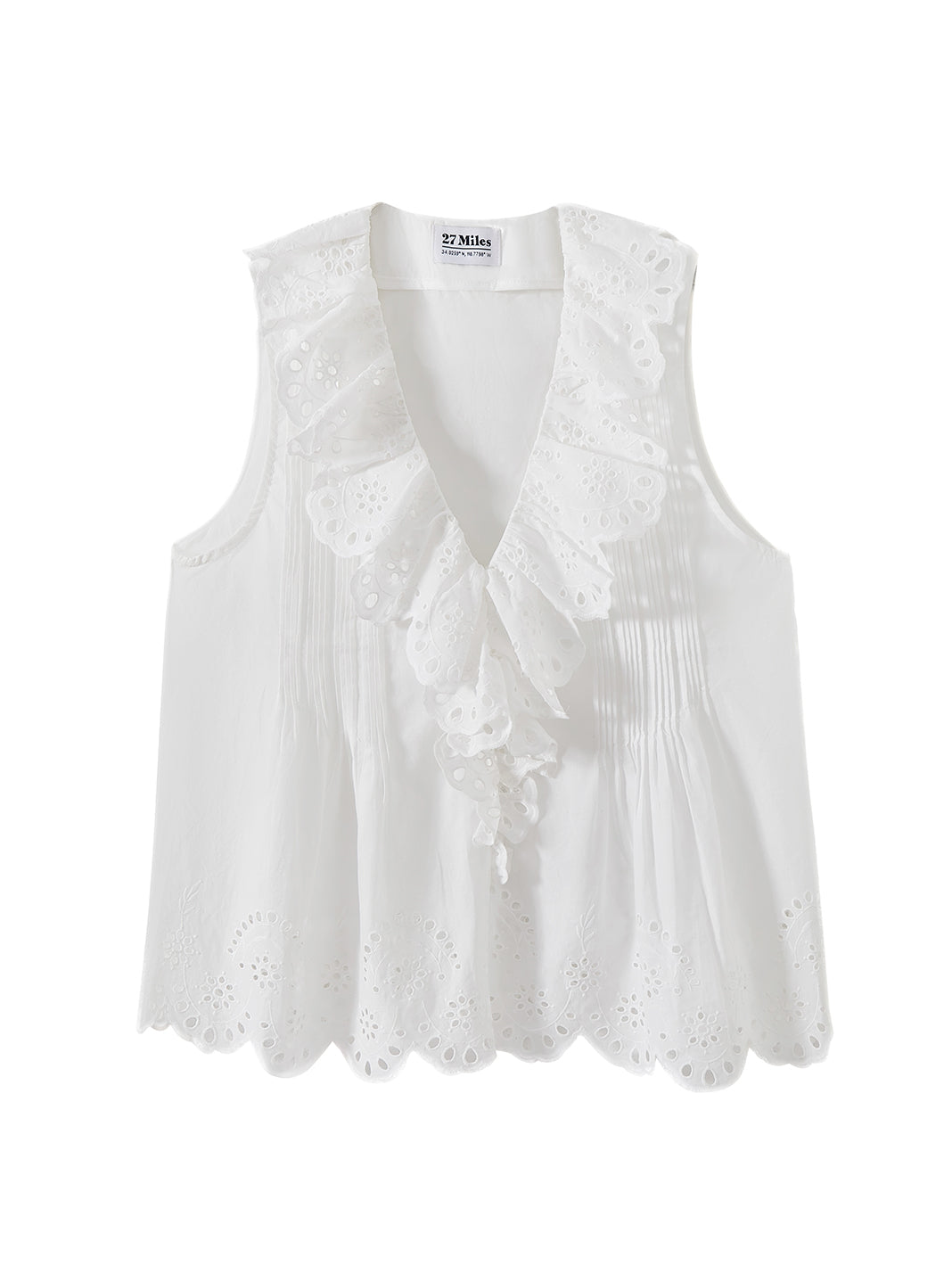 Odina Ruffle Cotton Eyelet Tank